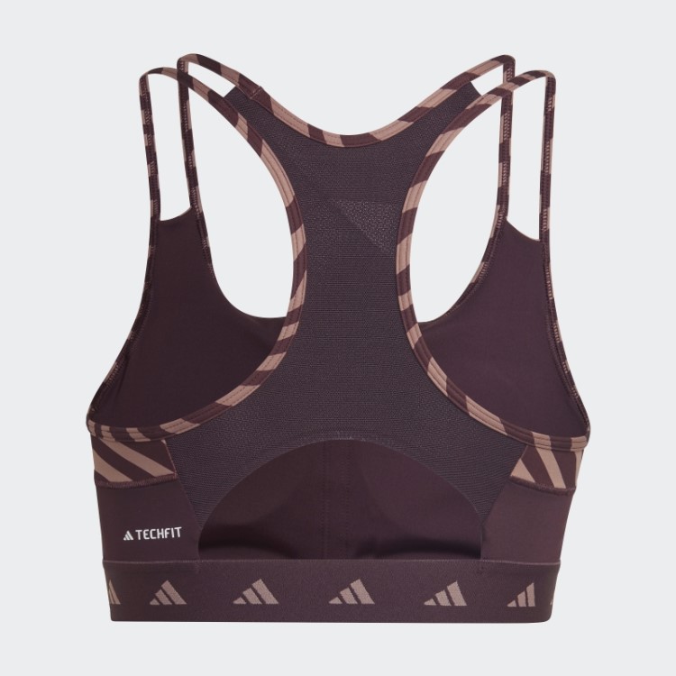 Sutiã Zebra De Suporte Médio Hyperglam Techfit Adidas Marrom