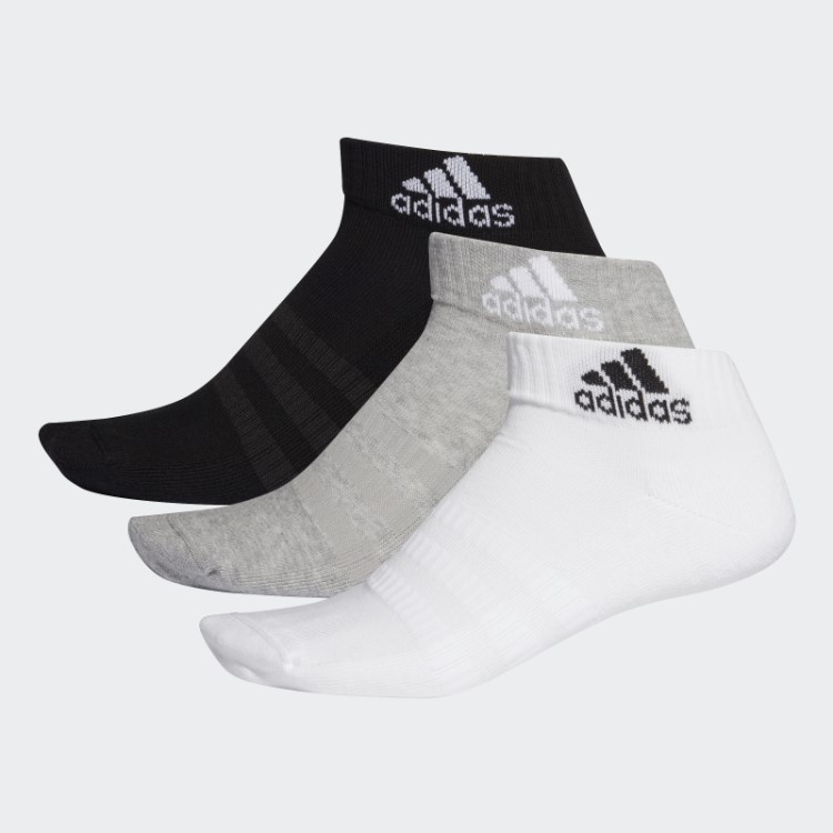 Meias De Cano Curto Adidas Cinza Médio Acolchoadas - 3 Pares