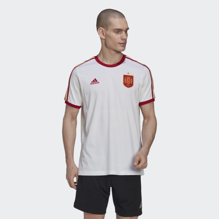 Camiseta Branca Com As Três Listras Da Adidas Spain