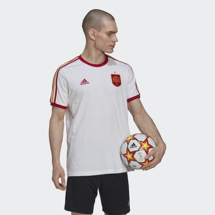 Camiseta Branca Com As Três Listras Da Adidas Spain
