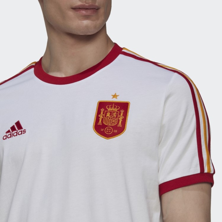 Camiseta Branca Com As Três Listras Da Adidas Spain