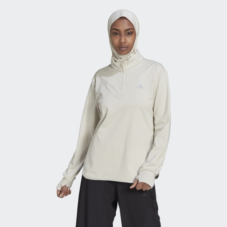 Top De Treino Adidas Techfit Aeroready Quente De Alumínio Com Zíper