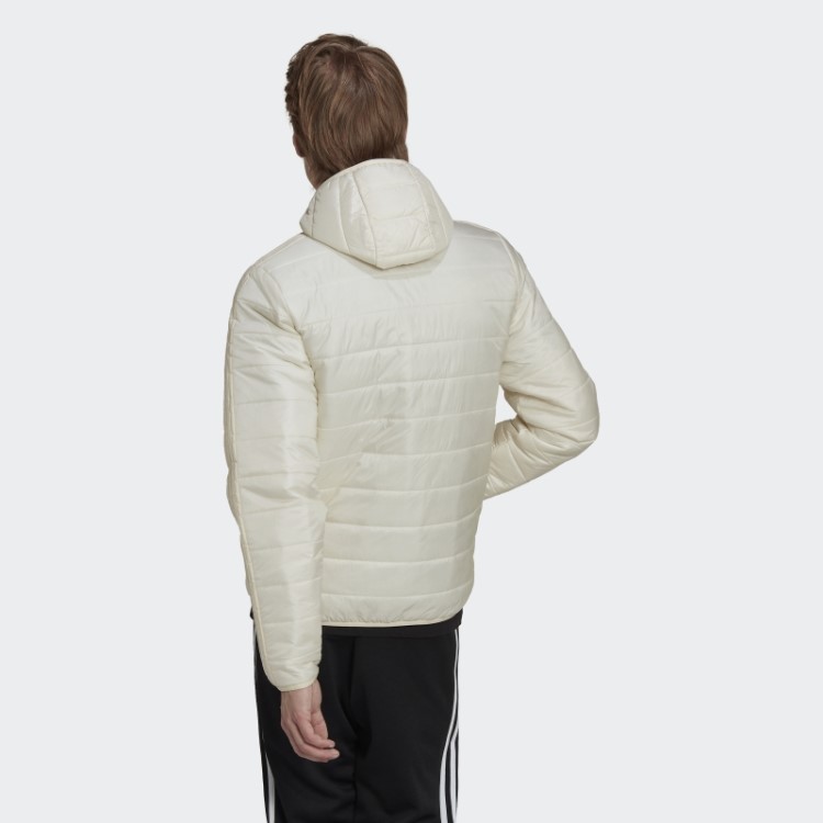 Jaqueta Acolchoada Branca Com Capuz Adidas