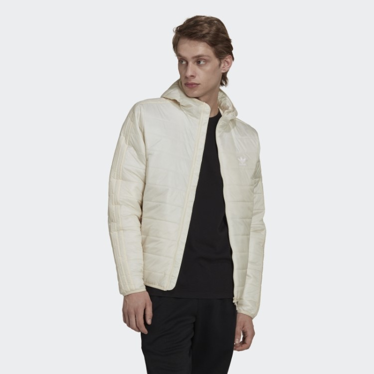 Jaqueta Acolchoada Branca Com Capuz Adidas