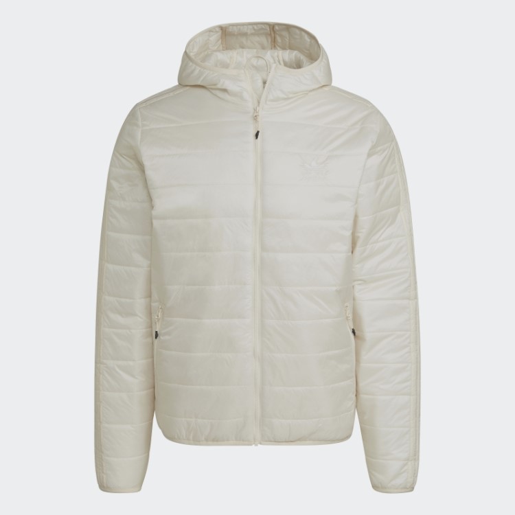 Jaqueta Acolchoada Branca Com Capuz Adidas