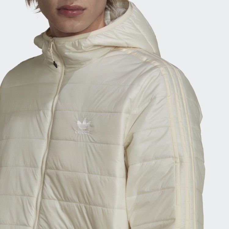 Jaqueta Acolchoada Branca Com Capuz Adidas