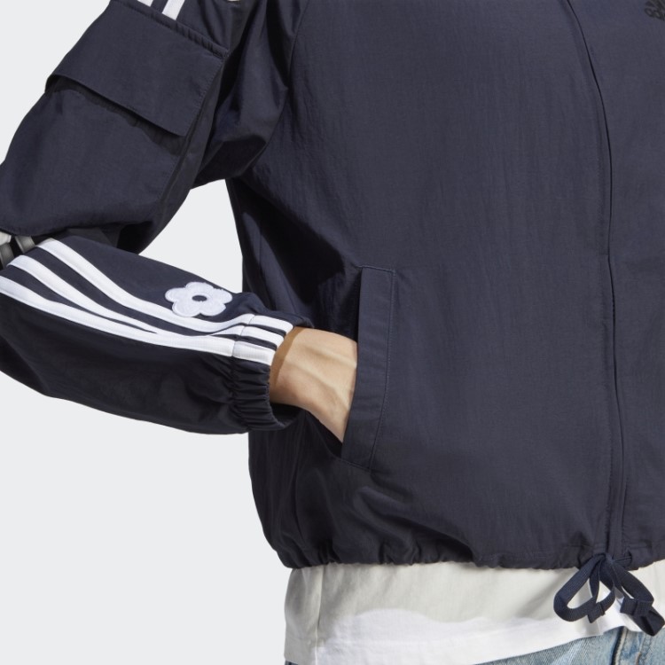 Jaqueta Leve Adidas Ink 3 Listras Com Apliques De Flores Em Chenille