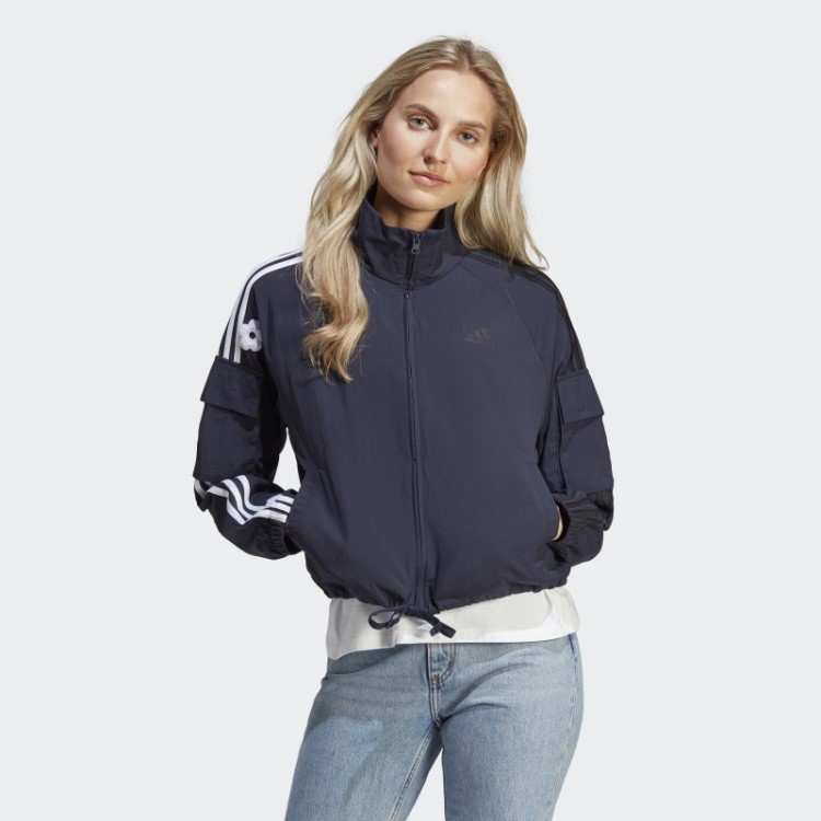 Jaqueta Leve Com As Três Listras E Florzinhas Em Chenille Ink Adidas
