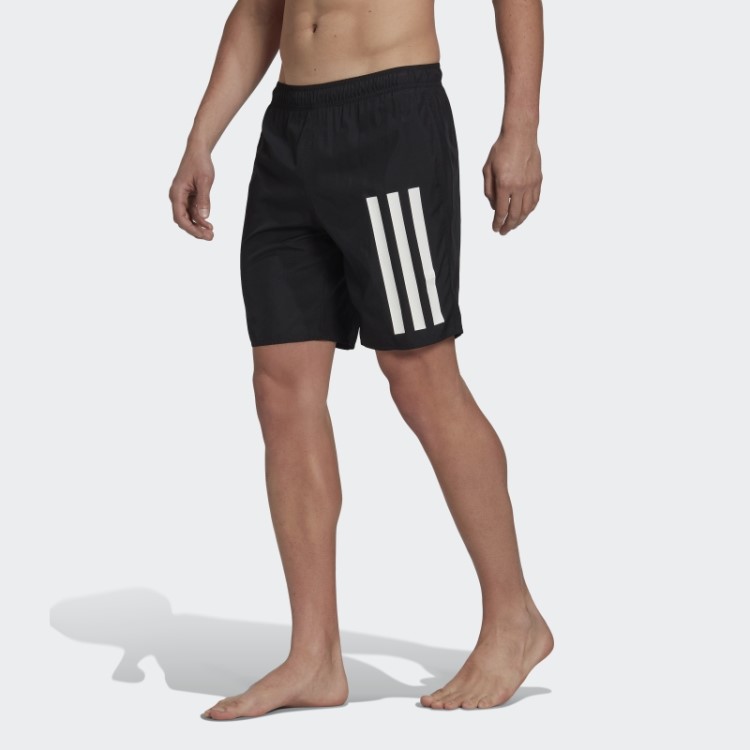 Calção De Banho Preto Clássico Com As 3 Riscas Adidas