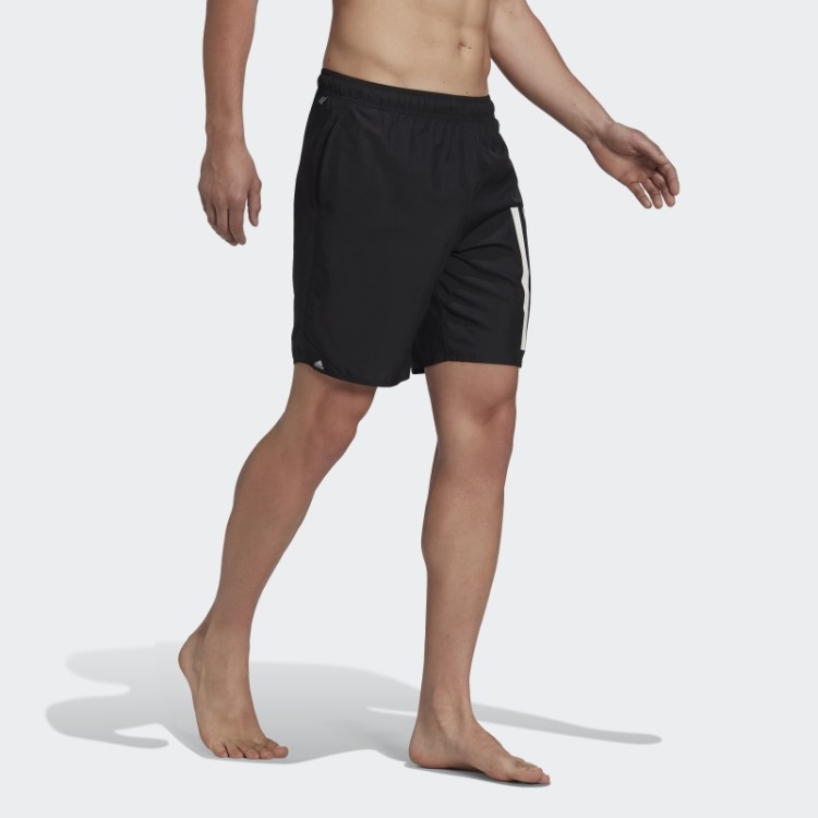 Calção De Banho Preto Clássico Com As 3 Riscas Adidas