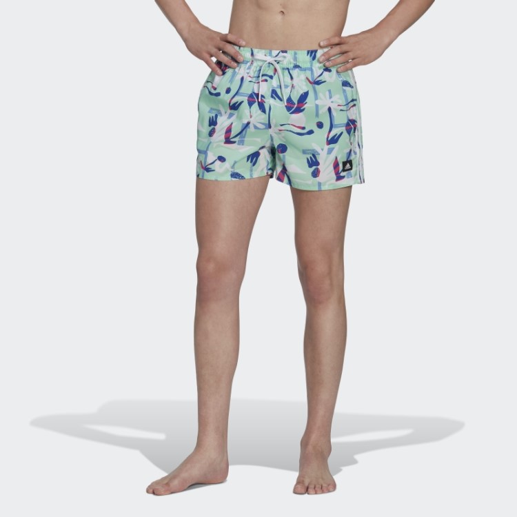 Calção De Banho Floral Sazonal Clx Muito Curto Adidas Mint
