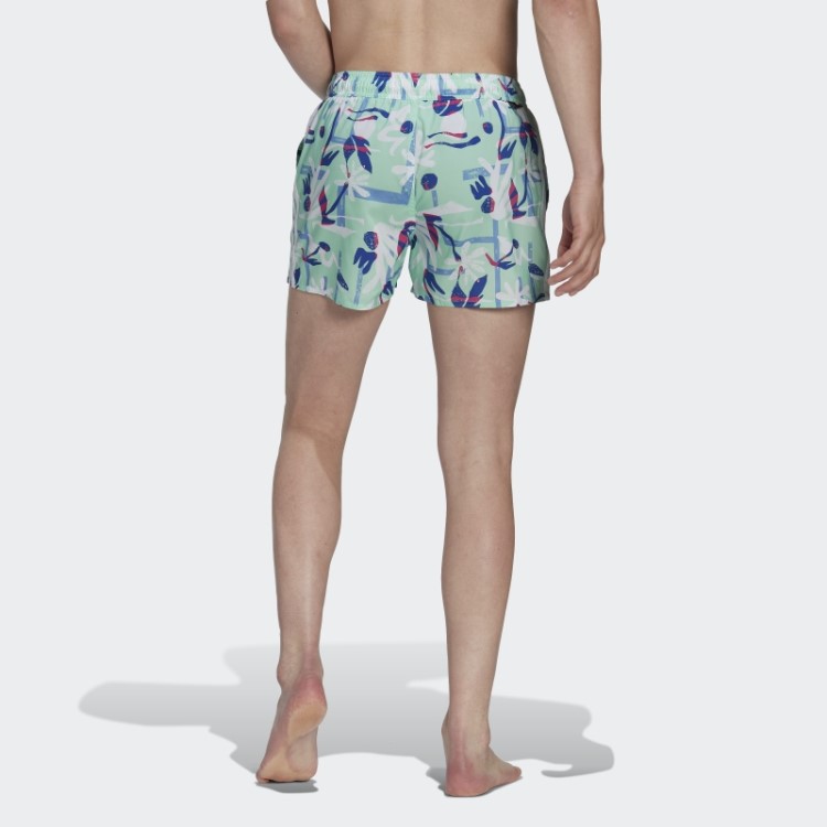 Calção De Banho Floral Sazonal Clx Muito Curto Adidas Mint