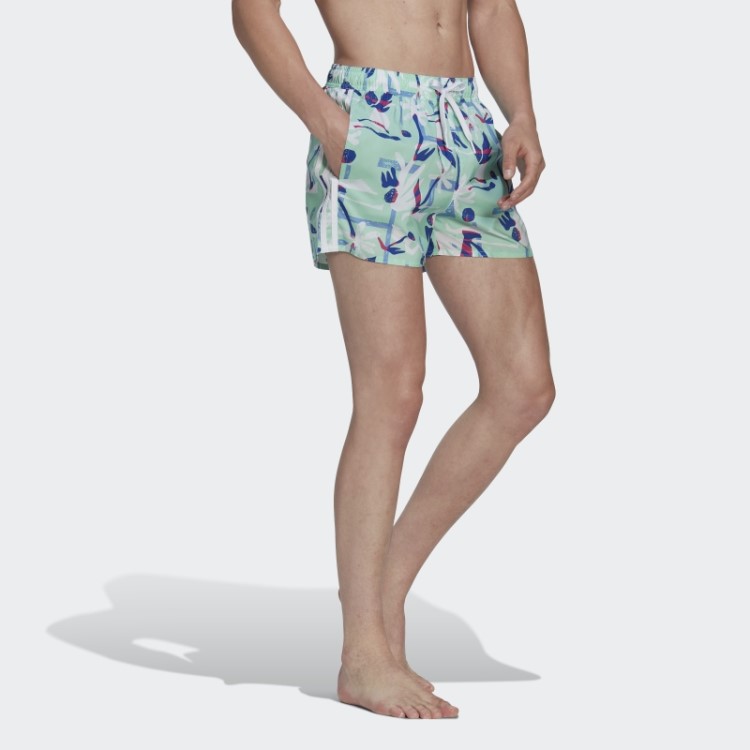 Calção De Banho Floral Sazonal Clx Muito Curto Adidas Mint