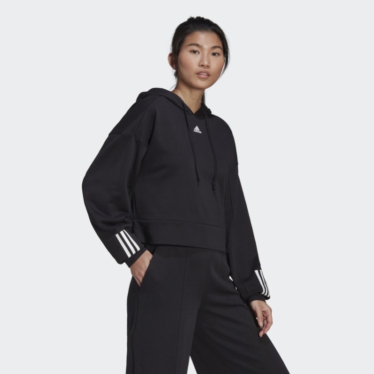 Moletom Com Capuz Felpudo Hyperglam French Terry Preto Adidas