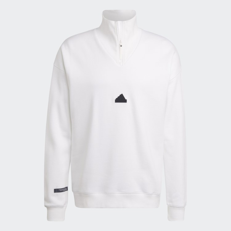 Moletom Branco Adidas Com Zíper 1/4