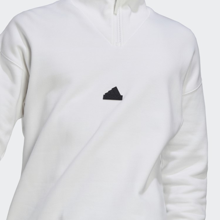 Moletom Branco Adidas Com Zíper 1/4