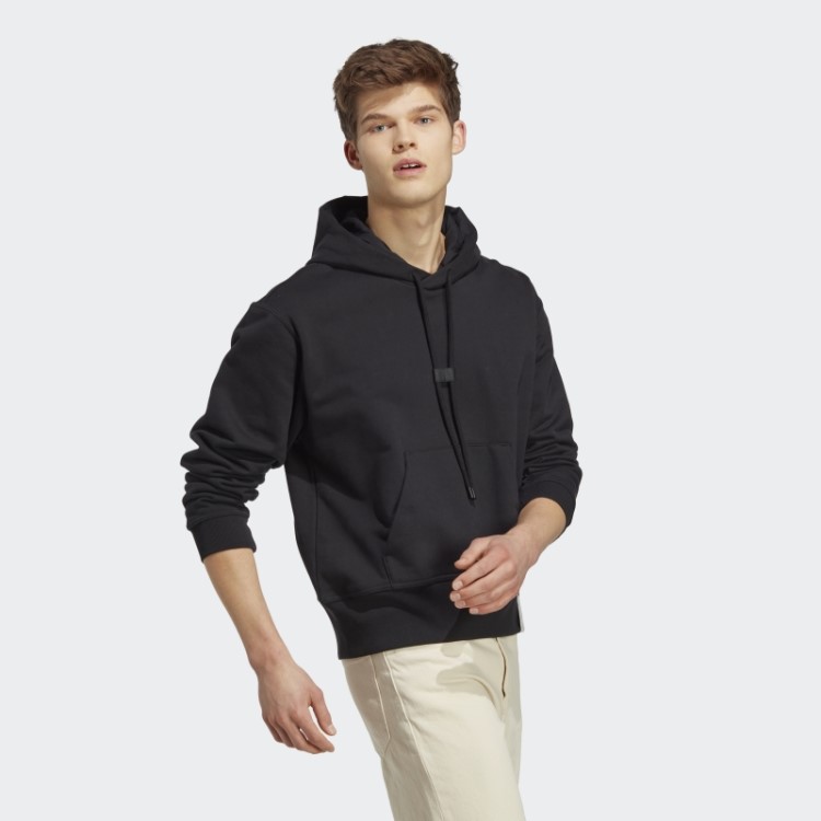 Moletom Com Capuz French Terry Preto Lounge Pesado Adidas