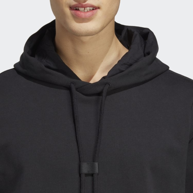 Moletom Com Capuz French Terry Preto Lounge Pesado Adidas