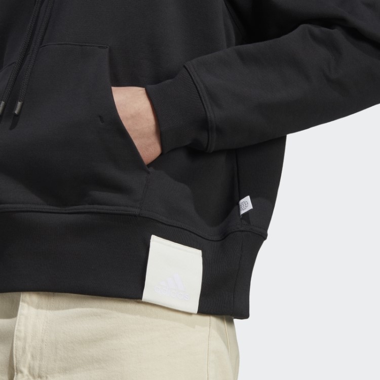 Moletom Com Capuz French Terry Preto Lounge Pesado Adidas