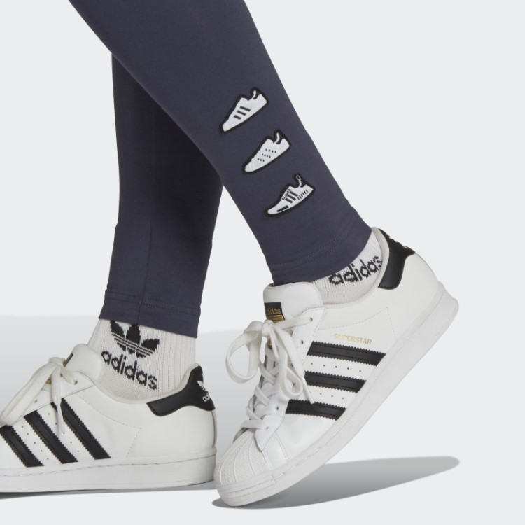 Legging Com Bordado Azul Adidas