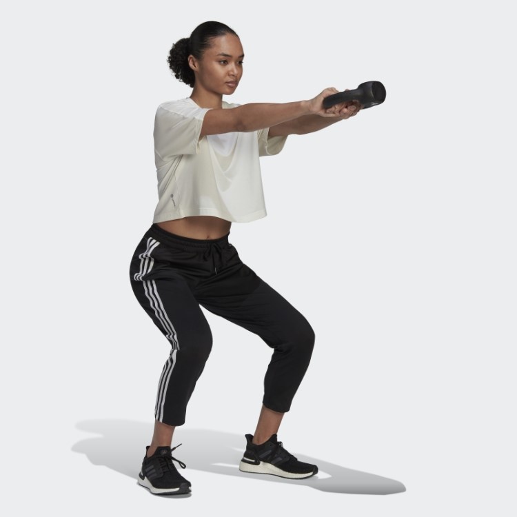 Calça Preta Adidas Aeroready Made4training 7/8 Tricô Com As Três Listras