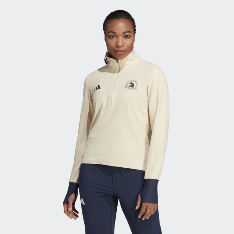 Adidas Boston Marathon 2023 1/2-zip Manga Longa Running Top Sand
