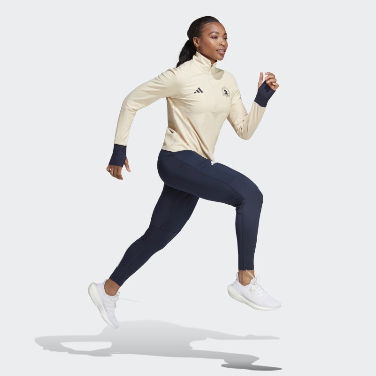 Adidas Boston Marathon 2023 1/2-zip Manga Longa Running Top Sand