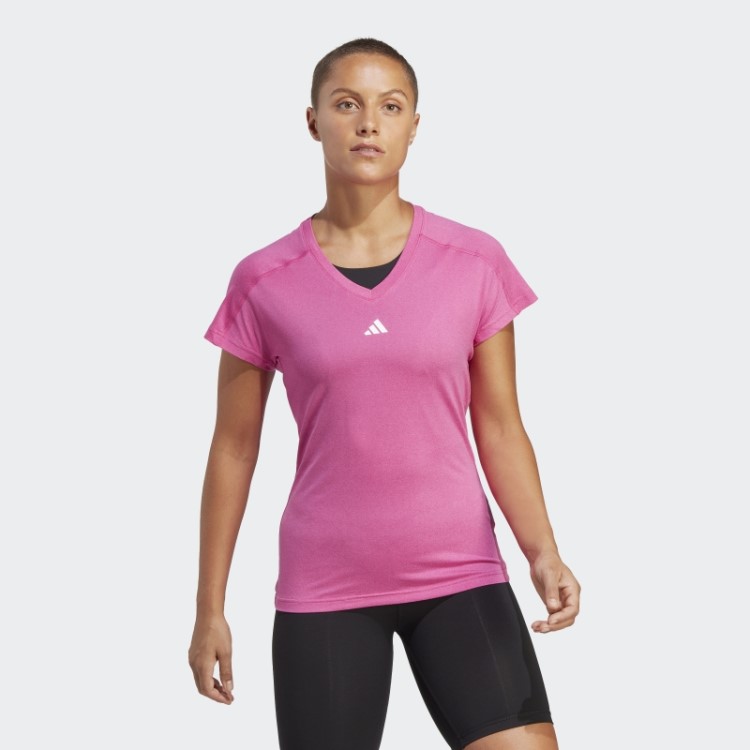 T-shirt Fúcsia Adidas Aeroready Train Essentials Minimal Branding Com Decote Em V