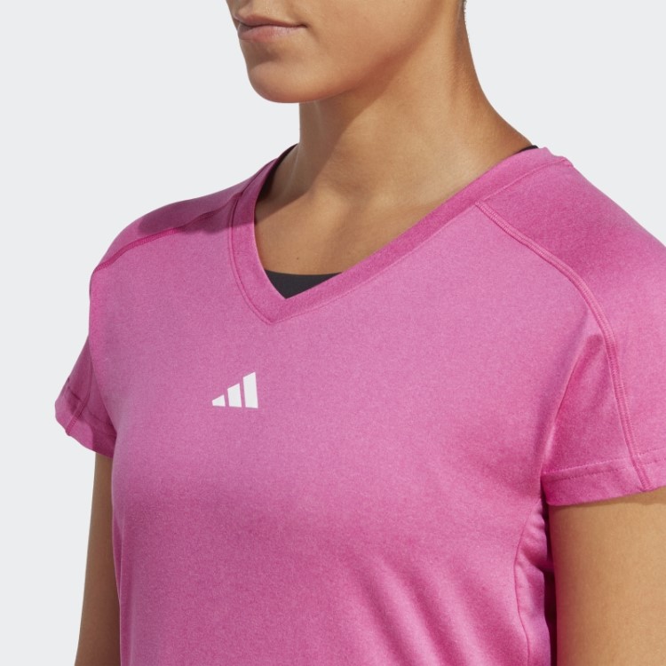 T-shirt Fúcsia Adidas Aeroready Train Essentials Minimal Branding Com Decote Em V