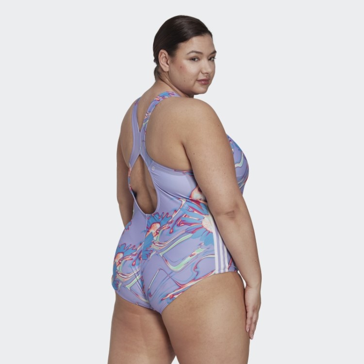 Fato De Banho Roxo Claro Adidas Positivisea Com As 3 Riscas (tamanho Grande)
