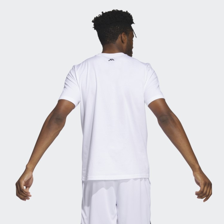 Camiseta Branca Com Estampa De Rede De Basquete Adidas