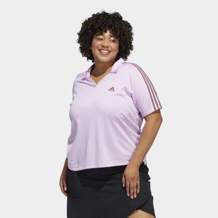 Camisa Polo Adidas 3 Listras (plus Size) Lilás