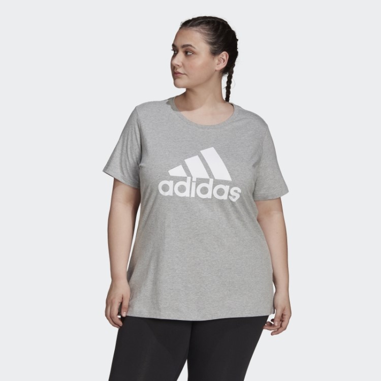 Camiseta Com Logo Essencial (tamanho Grande) Adidas Cinza Médio