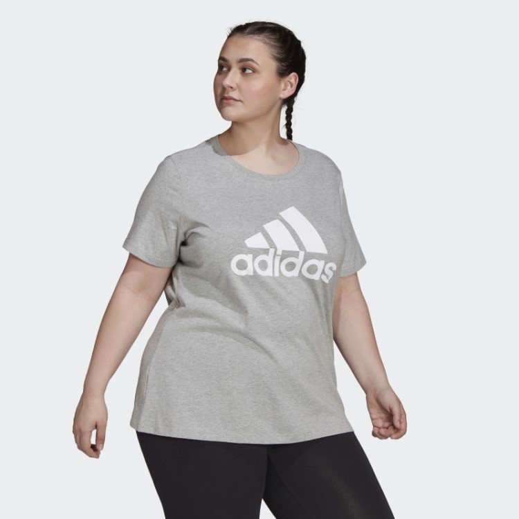 Camiseta Com Logo Essencial (tamanho Grande) Adidas Cinza Médio