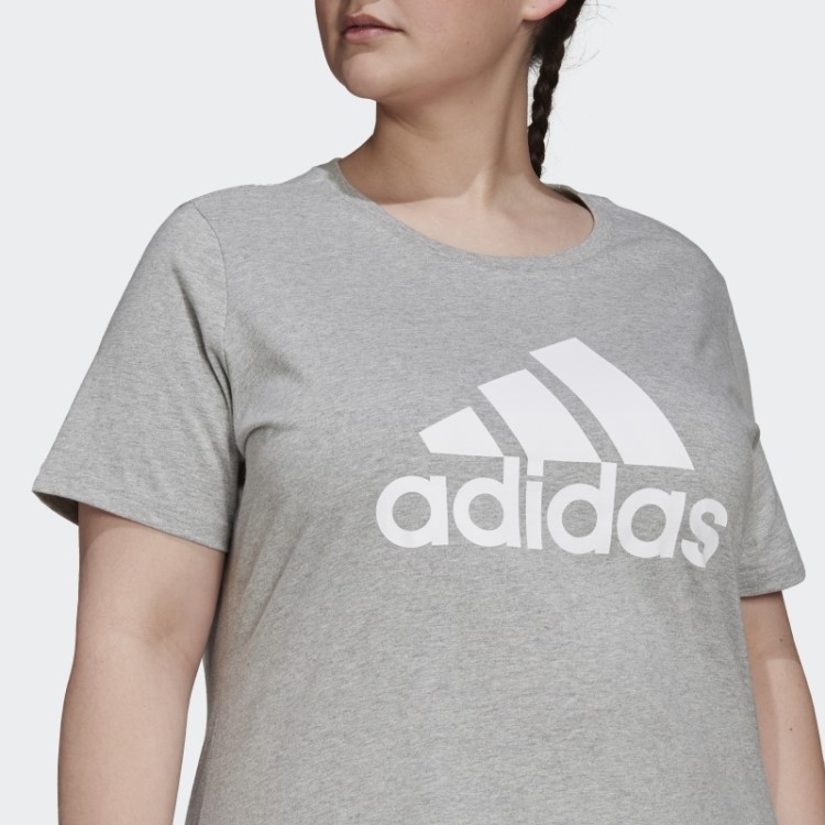 Camiseta Com Logo Essencial (tamanho Grande) Adidas Cinza Médio