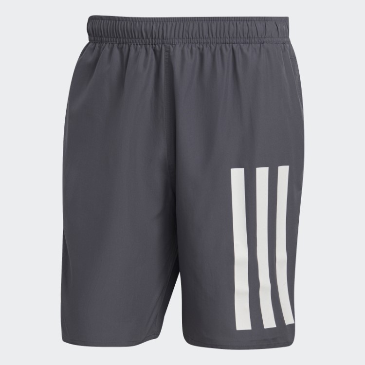 Calção De Banho Clássico Com As Três Listras Cinza Adidas