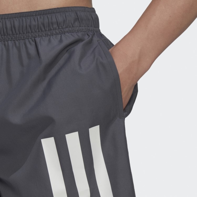 Calção De Banho Clássico Com As Três Listras Cinza Adidas