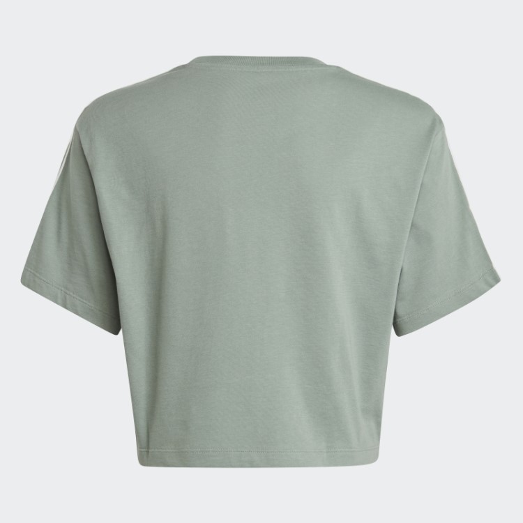 Camiseta Cropped Animal Print Adidas Verde Prateado