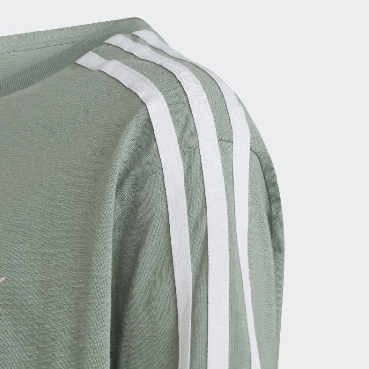 Camiseta Cropped Animal Print Adidas Verde Prateado