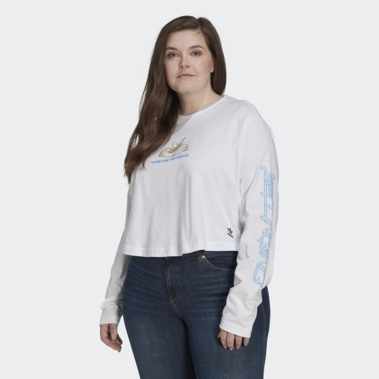 Camiseta Branca Manga Longa (tamanho Grande) Adidas