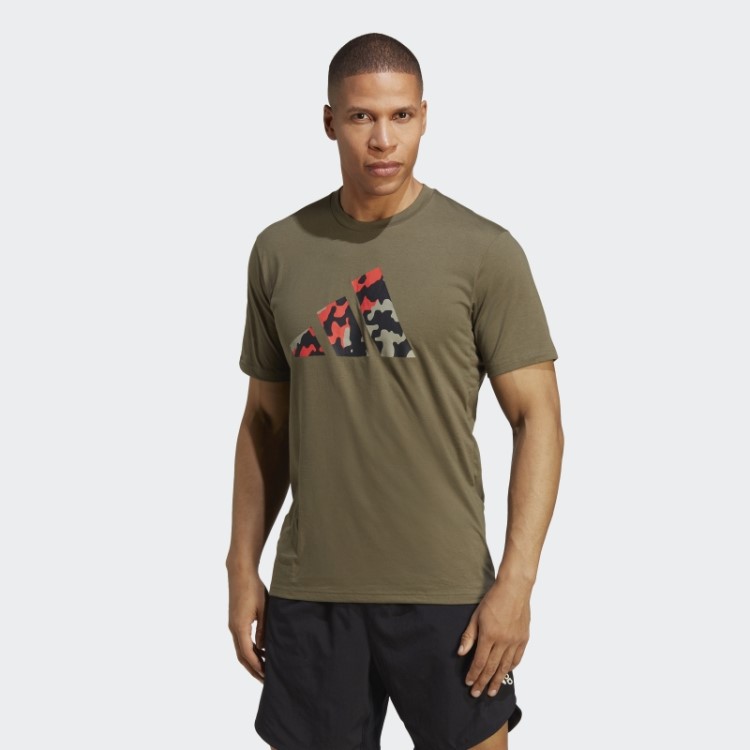 Camiseta De Treino Com Logo Sazonal Train Essentials Olive Adidas