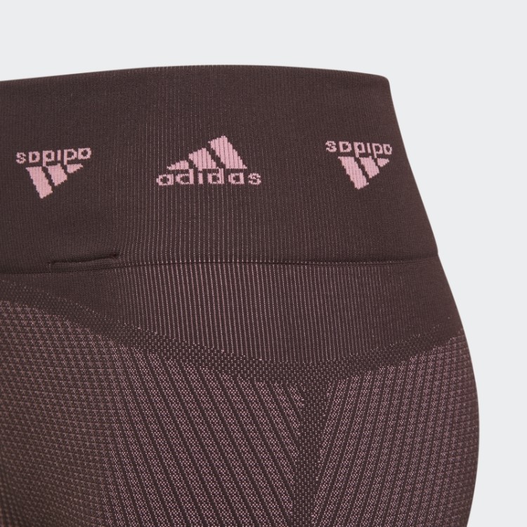 Meia-calça De Treino Sem Costura Marrom Adidas Aeroknit Moda