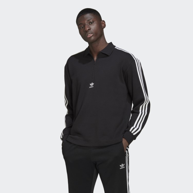 Adicolor Camisa Polo Manga Longa Com As Três Listras Preta Adidas