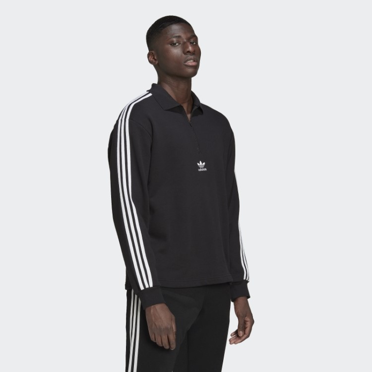 Adicolor Camisa Polo Manga Longa Com As Três Listras Preta Adidas