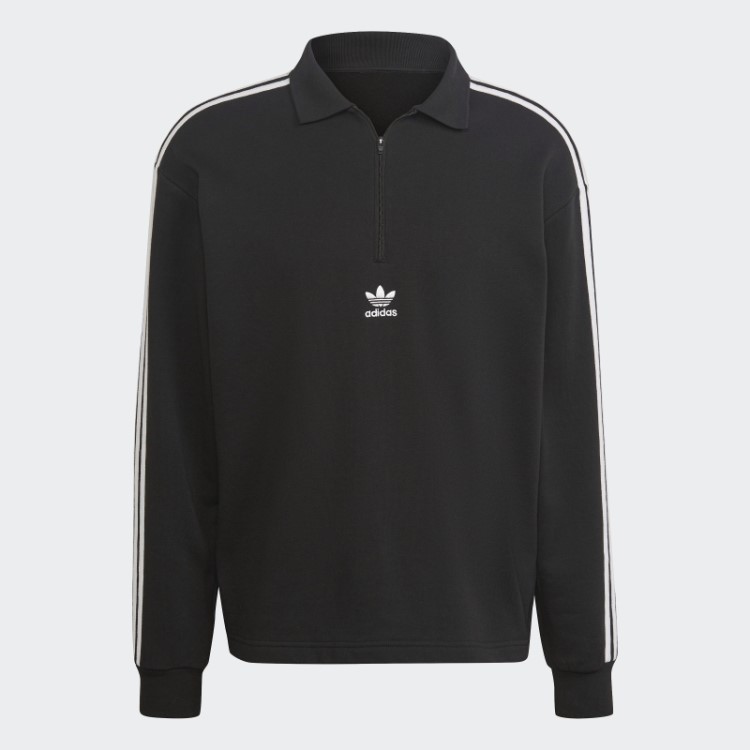 Adicolor Camisa Polo Manga Longa Com As Três Listras Preta Adidas