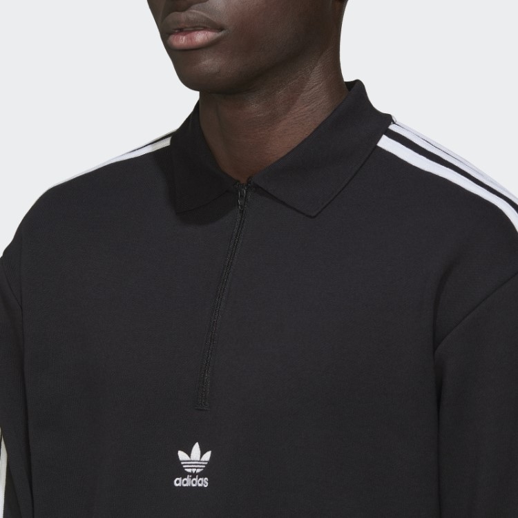 Adicolor Camisa Polo Manga Longa Com As Três Listras Preta Adidas