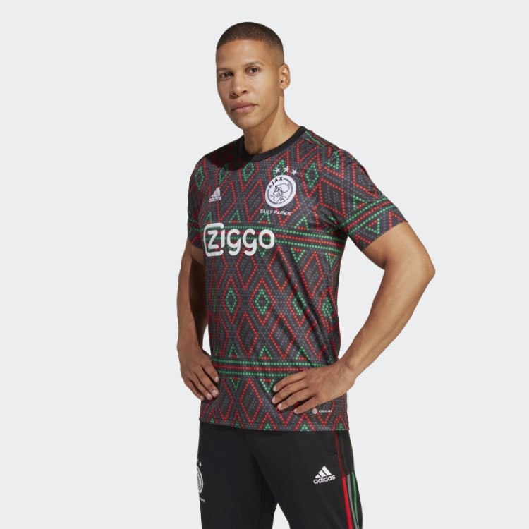 Camisa Preta Ajax Amsterdam X Daily Paper Pré-jogo Adidas