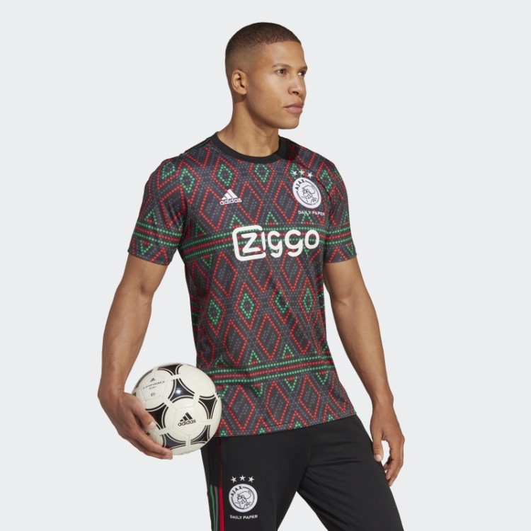 Camisa Preta Ajax Amsterdam X Daily Paper Pré-jogo Adidas