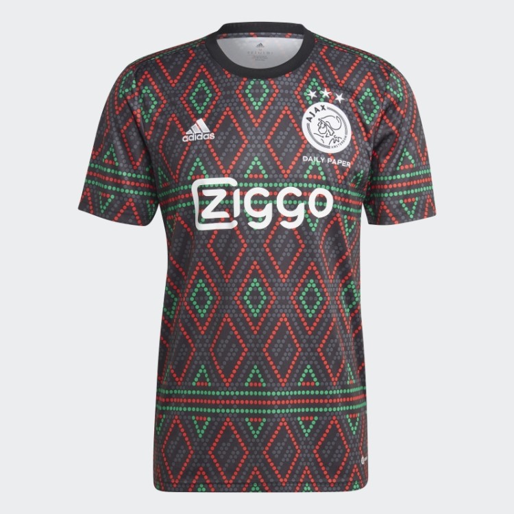 Camisa Preta Ajax Amsterdam X Daily Paper Pré-jogo Adidas