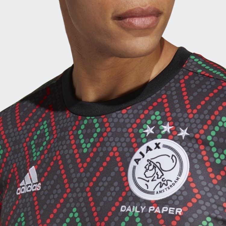 Camisa Preta Ajax Amsterdam X Daily Paper Pré-jogo Adidas